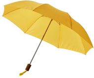 20" Oho-sateenvarjo, taitettava, keltainen liikelahja logopainatuksella
